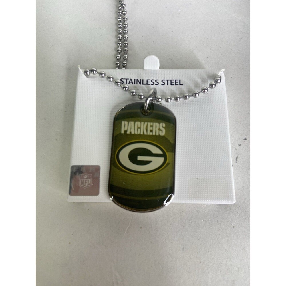 Green Bay Packers Dog Tag Necklace Stainless Steel NFL Licensed with Gift Box